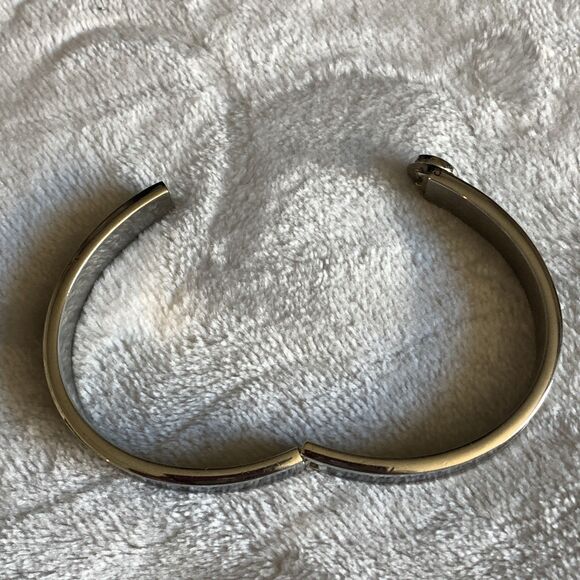 Coach bangle push hinge bracelet Black Enamel silvertone logo classic designer - Picture 6 of 10